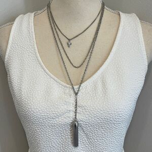 Multi-Layer Cross Tassel Necklace